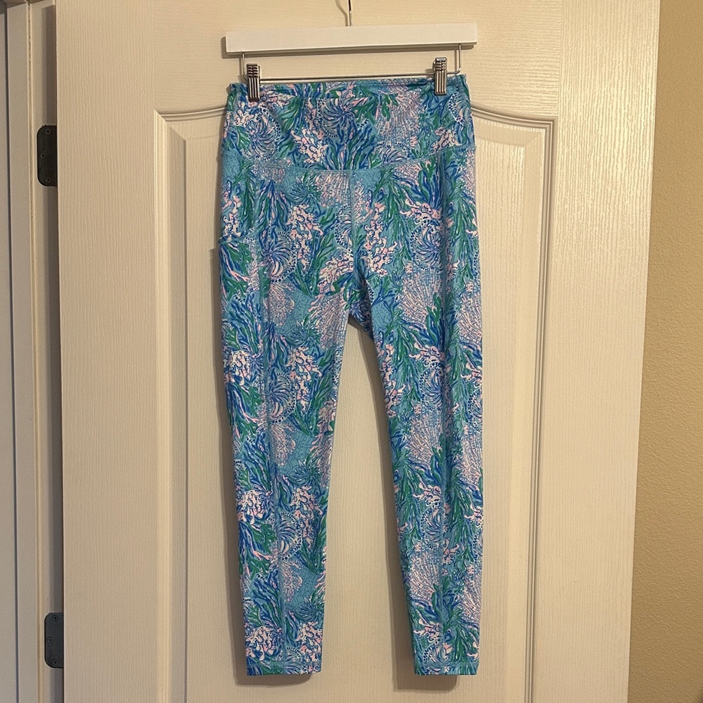 Lilly Pulitzer Seafoam & Kelly Green Floral Leggings